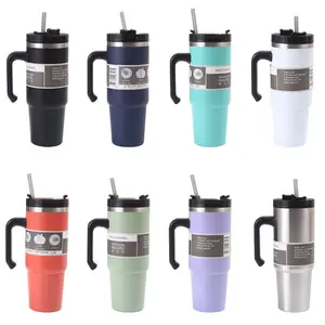 304 stainless steel car 40oz yeticool magnetic slide lid tumblers cup powder coated water bottle cup with lid and straw