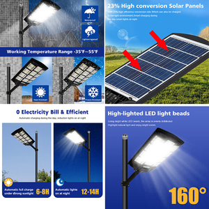 Farola Solar <span class=keywords><strong>LED</strong></span> Todo en Uno de Alta Potencia 500W 1000W 1500W ABS Ip65 para Proyectos con Batería Lifepo4 de 150Lm - Product Image 2