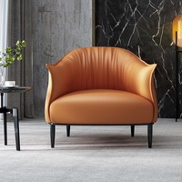 Fauteuil d'appoint moderne en cuir véritable capitonné pour hôtel, salle à manger, salon et bureau à domicile - Canapé de détente confortable