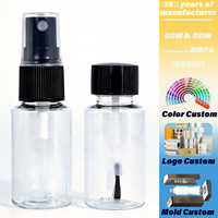Flacons de vernis à ongles en plastique de 15 ml (0,5 oz) et 25 ml, flacon applicateur d'huile pour cuticules en PET avec bouchon à brosse pour la beauté des ongles