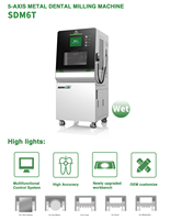 Machine de fraisage dentaire CNC 5 axes SDM6T mini, à usinage à sec et humide, la plus vendue, pour Zircone, PMMA, PEEK, Cire, Emax, Titane, Premill