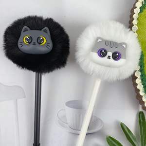 Yeni 3d kalem karikatür karakter şekli sevimli çocuklar toptan peluş nötr tükenmez peluş hayvan ayı yazma jel kalem - Product Image 4