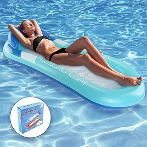 Inflatable Floating Bed 170x75cm Light Blue With <b>Backrest</b> For Pool Lounge Adult Use - Product Image 1