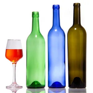 BPA FREE màu xanh lá cây màu nâu Glass Wine Bottle giá rẻ Glass Wine chai của algeria với nút chai nắp