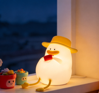 Lampu Malam Silikon Bentuk Bebek Lucu Kontrol Sentuh Pengubah Warna Pengatur Waktu Mati Otomatis Pengisian Daya USB Lampu Kamar Tidur Portabel