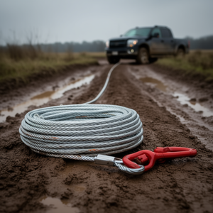 Cable de Remolque de Acero Galvanizado de Alta Resistencia de 3/8 Pulgadas x 100 Pies con Gancho Giratorio para SUV y Vehículos Grandes - Product Image 2