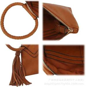 Bolso de Mano de Cuero Genuino con Acabado en Cera de Aceite de Lujo para Mujer, con Borla Elegante y Asa Redonda Trenzada, Bolso de Noche Elegante - Product Image 3