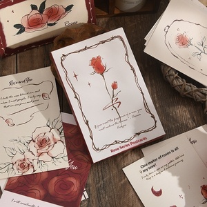 Cartolina Artistica con Rose, Disegnata a Mano, Biglietto d'Auguri di Alta Qualità per Compleanno, Regalo Romantico per la Festa degli Insegnanti, Decorazione - Product Image 1