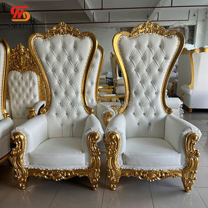 SMOOTH Luxury High Back <b>Black</b> And Gold Queen Sofa Throne <b>Chair</b> For Wedding Birthday Party Decoration - Product Image 3