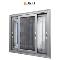 Ventanas corredizas de doble acristalamiento de aluminio negro moderno de tamaño personalizado Ventana corrediza de aluminio de vidrio de baja emisividad Ventana corrediza mosquitera
