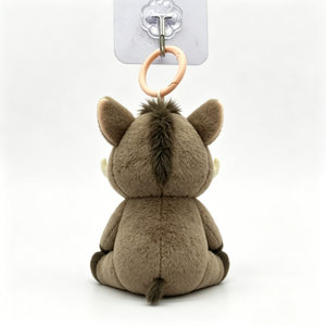 Llavero de peluche de jabalí marrón suave personalizado, mini llavero de peluche de jabalí sentado con colmillos, regalo de peluche de jabalí para amantes de los cerdos - Product Image 2