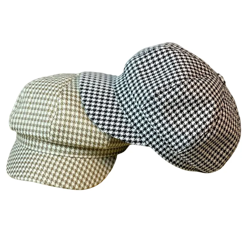 Vintage Bio Dicuci Katun Klasik Pola Segi Delapan 4 Musim Unisex Pelukis Baret Chai Brim Berburu Topi