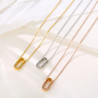 Collier minimaliste étanche en acier inoxydable plaqué or 18 carats avec pendentif en zircon en forme de U porte-bonheur pour femmes