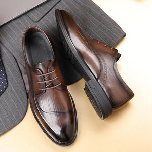 2025 Autumn New Arrival <strong>Men's</strong> Top-Grain Nubuck Leather British Business Round Toe Lace-up Solid Waterproof Dress Shoes - Product Image 1