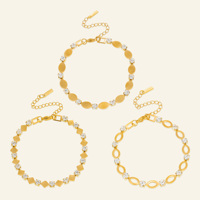 NUEVA PULSERA BOHO ELEGANTE Y DE MODA CON DISCO OVALADO DE CIRCONITA PRINCESSA, BAÑADA EN ORO DE 18K, DE ACERO INOXIDABLE, JOYERÍA PARA DAMA, Dazan HOT