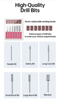 Perceuse à ongles électrique 35000 tr/min lime à ongles professionnelle Kit d'ongles en acrylique pour manucure et pédicure avec 6 forets