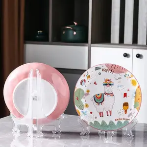 Clear Plastic Plate Holders stand to Display Pictures Plastic Easels Plate at Weddings Home Decoration Birthdays Tables