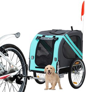 Remorque de vélo pour animaux de compagnie Pet Cart <span class=keywords><strong>Bicycle</strong></span> Wagon Cargo Carrier Attachement pour voyage avec de grandes roues pour tout-terrain et écran en maille - Product Image 4