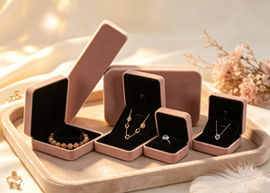 High-End Handmade Gift <b>Box</b> with Fine Light Brown Flocking Fabric Soft <b>Black</b> Flannel Lining Magnetic Closure Flip Top Design - Product Image 3