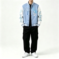 Veste Bomber de Baseball Homme Personnalisée OEM ODM de Haute Qualité, Col Rond, Broderie et Lettres en Relief, Style Hip Hop