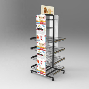 Boutique bán lẻ kim loại đồ chơi sang trọng Rack hiển thị trẻ em búp bê lưu trữ đứng với móc có thể tháo rời kệ cho thiết kế xoay - Product Image 1