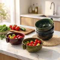 ESTICK Elegante, in de oven afgewerkte keramische groentewasbak met vortex-stijl automatische reiniging, Scandinavisch minimalistisch design, geschikt voor fruit.