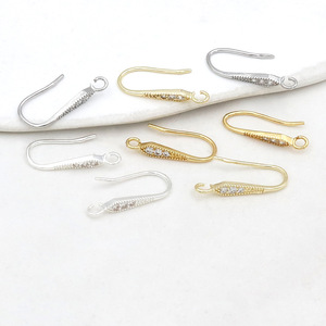 18k gold-plated copper with zircon setting, polished U-shaped ear <b>hooks</b> with pearls, DIY handmade <b>earring</b> accessories A02 - Product Image 4