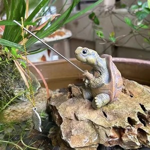 Estatua Creativa de Tortuga Pesca con Cuerda, Linda Figura de Resina de Tortuga Simulada, Escultura de Animal, Adorno para Decoración de Jardín y Hogar al Aire Libre - Product Image 3