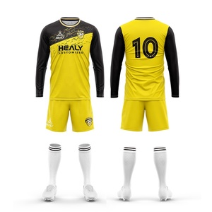 Diseño de manga larga juvenil sublimación colorido uniforme conjunto camiseta de fútbol - Product Image 1