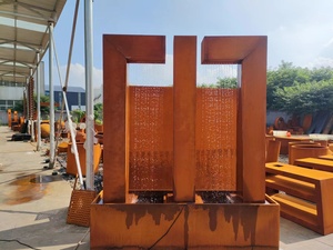 <span class=keywords><strong>Piscine</strong></span> d'eau en métal de jardin avec <span class=keywords><strong>rideau</strong></span> de pluie fontaine en acier de corten personnalisée pour l'extérieur - Product Image 3
