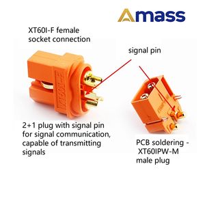 Conector XT60I-F 35A XT60IPW-M -F XT60IE Macho y Hembra de Alta Corriente 2+1 con Pin de Señal XT60IPW-M, Enchufe de Batería para Aeromodelismo - Product Image 4