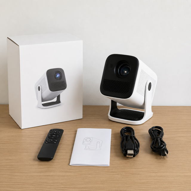 Smart Mini Projector with 1280x720 Resolution Built in Apps Auto Keystone Portable Design for Home Entertainment Use