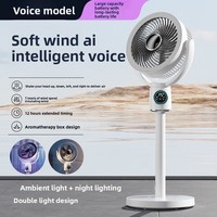 Ventilateur de sol électrique intelligent à chargement USB à commande vocale pour la maison, l'extérieur, l'hôtel et le camping-car en matière plastique