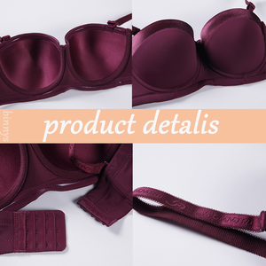 BINNYS Sujetador con aros sin tirantes para mujer Sujetador De Color sólido Soutien Gorge Grande Taille <span class=keywords><strong>Push</strong></span> <span class=keywords><strong>up</strong></span> <span class=keywords><strong>Sosten</strong></span> De Mujer 40D Al Por Mayor - Product Image 5
