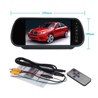 Gran oferta, cámara de marcha atrás HD de 7 pulgadas, pantalla táctil con tecla, entrada VGA, dos pantallas de vídeo, Monitor de espejo retrovisor portátil, camiones de 1 año