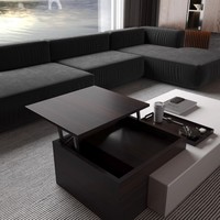 Table basse élévatrice de luxe en bois massif, style minimaliste moderne, pour optimisation de l'espace domestique, salon, bureau à domicile, villa et usage extérieur