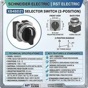 XB4BD21 Smart <b>Push</b> <b>Button</b> <b>Switch</b> IP53 10A 600VAC with Screw & Quick Connect Terminals - Product Image 6