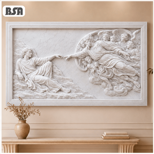Réplique de la célèbre sculpture en relief de marbre La Création d'<span class=keywords><strong>Adam</strong></span> de Michel-Ange, sculptée à la main, art mural en pierre pour villa et hôtel - Product Image 1
