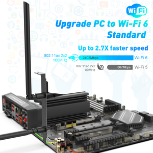 Tốc độ cao <span class=keywords><strong>Wifi</strong></span> 6 PCIe giao diện Card mạng không dây 3000Mbps Adapter không dây cho <span class=keywords><strong>Windows</strong></span> <span class=keywords><strong>10</strong></span> - Product Image 3