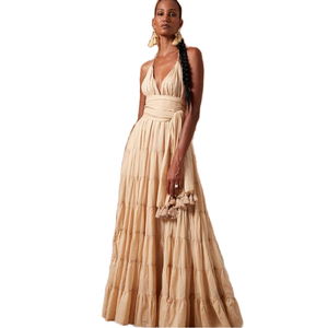Robe longue chic et élégante en dentelle unie pour femme PB&ZA, nouvelle collection été 2026, sans manches, dos nu, coupe droite - Product Image 2