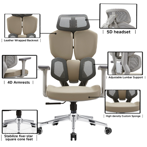 Khaki High <strong>Back</strong> Mesh Ergonomic Office <strong>Chair</strong> <strong>with</strong> 4D Adjustable Armrests Height Adjustable Headrest Lumbar <strong>Support</strong> Modern <strong>Chair</strong> - Product Image 4