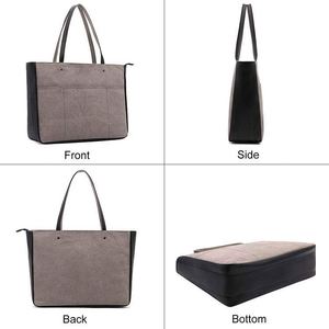 Sac pour ordinateur portable 15,4 pouces pour femme, promotionnel, léger, en polyester, avec fermeture éclair, sac fourre-tout pour le travail, mallette de bureau, noir - Product Image 2