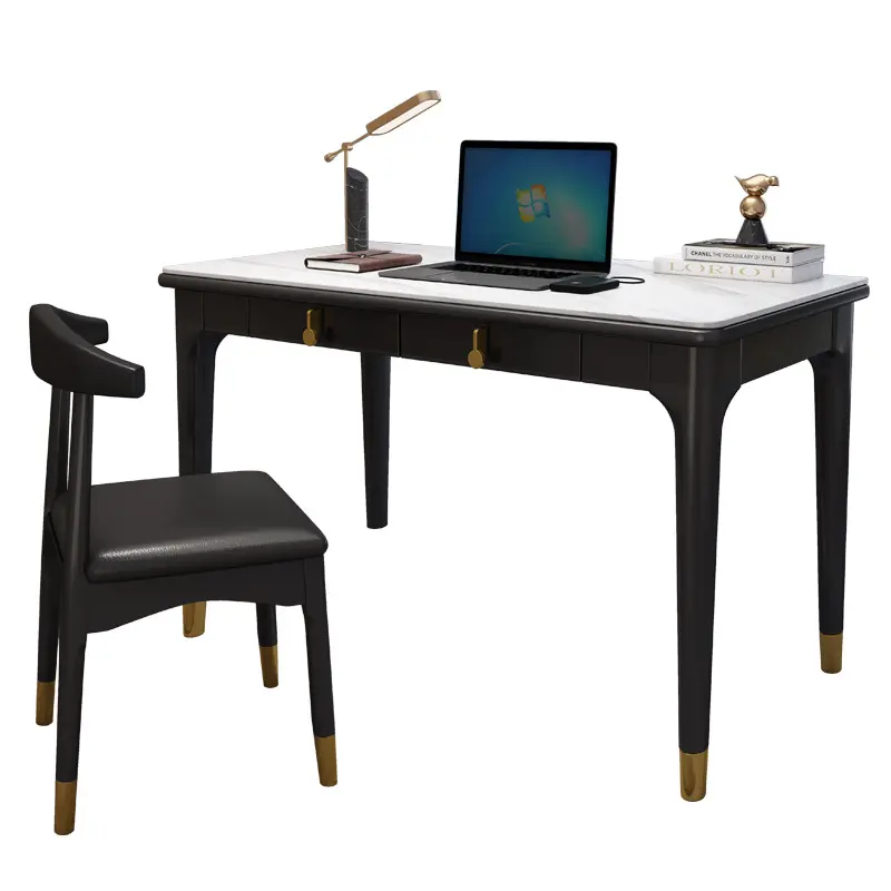 Роскошный Черный Новый дизайн мраморный большой стол компьютерный стол простой современный стол для босса комод