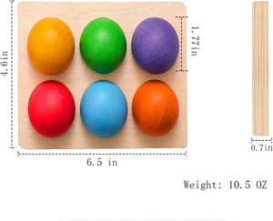 Bolas de clasificación de colores de madera personalizadas, tablero de clavijas de juego, juguetes a juego de colores arcoíris, 6 uds., bolas de actividades - Product Image 3