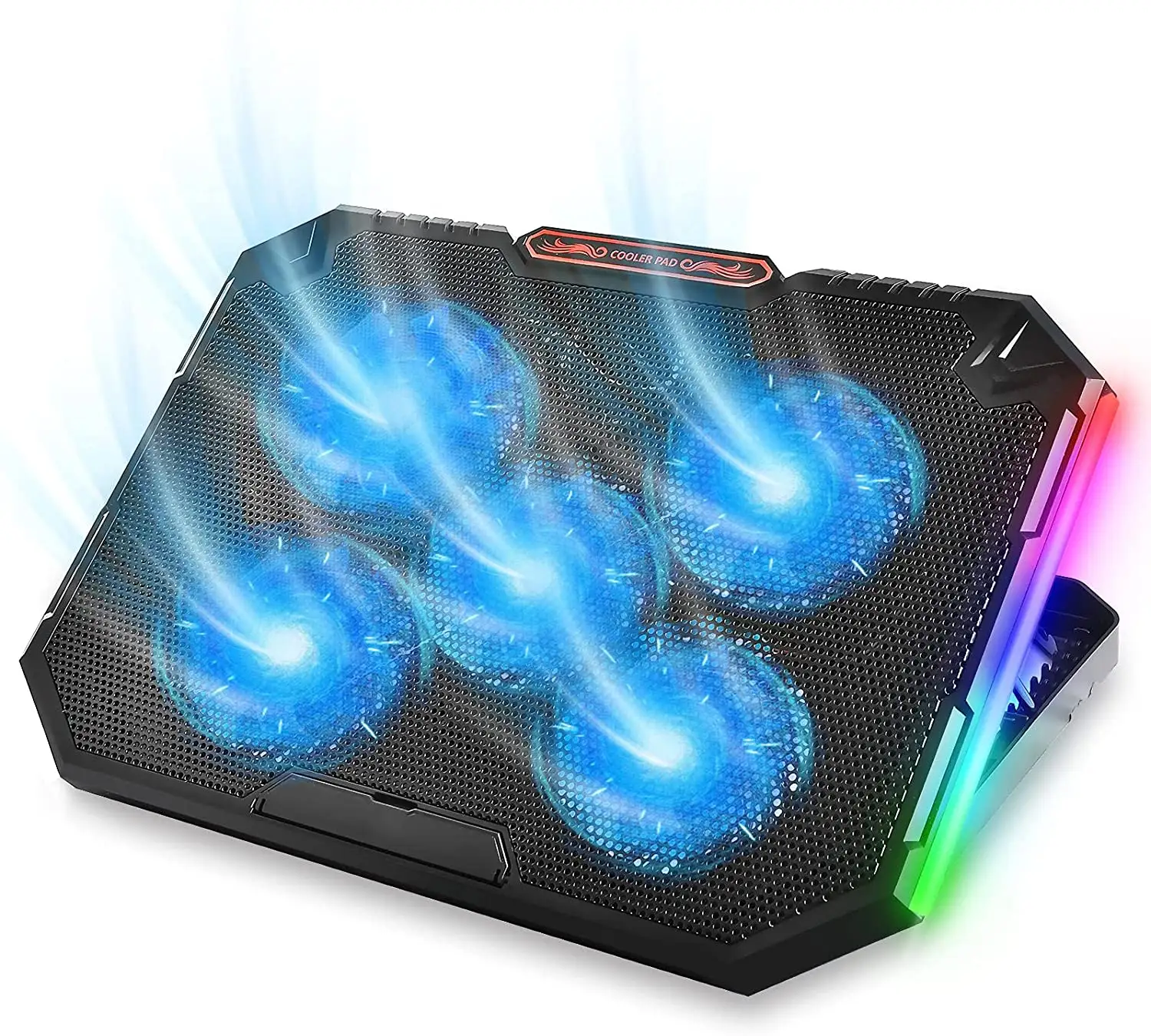 NUOXI 5 Quite RGB Fans Notebook Cooler Laptop Cooler Cooling Pad for 17 Inch