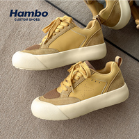 Chaussures de skateboard à plateforme pour hommes, en maille et daim patchwork, sneakers à bout large, semelle épaisse, rehaussantes, décontractées