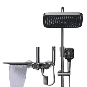 Polished Chrome and Gold Bathroom In-Wall Shower Mixer Tap With Slide Bar Rain <b>Spray</b> Pattern Brass Wall <b>Mount</b> Good Price HD-2026 - Product Image 1