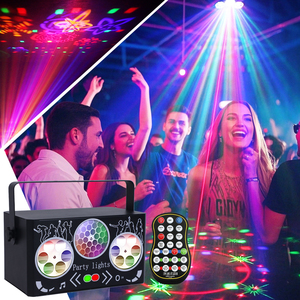 Wuzstar DJ Disco Stage Light-Sound-Activated Red/<strong>Green</strong> <strong>Lasers</strong> RGB LED GOBO Kaleidoscope Effects Remote DMX Control for Parties - Product Image 2