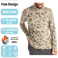 Sweat à capuche de chasse camouflage canard UPF50+ Performance respirante Chemises de pêche pour hommes |   Impression par transfert thermique personnalisée |   100% polyester