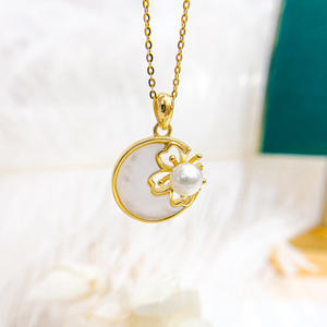 Collar con Colgante de Plata S925, Accesorios de Perlas para DIY con Cuentas Redondas de 10-15 mm, Fornituras para la Fabricación de Joyas 30689 - Product Image 3